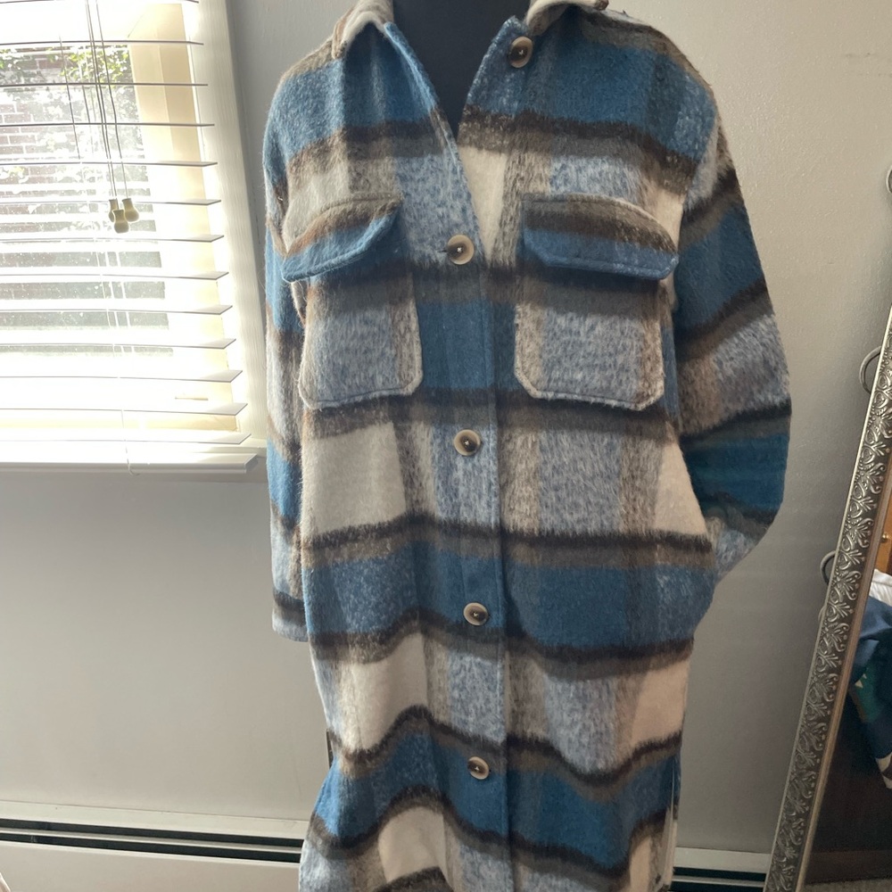 SO Blue and Brown Plaid Jacket